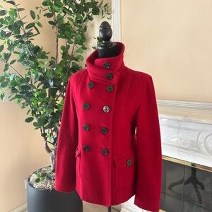 Michael Kors Red 80% Wool Peacoat Jacket Women’s 10 Double Breasted